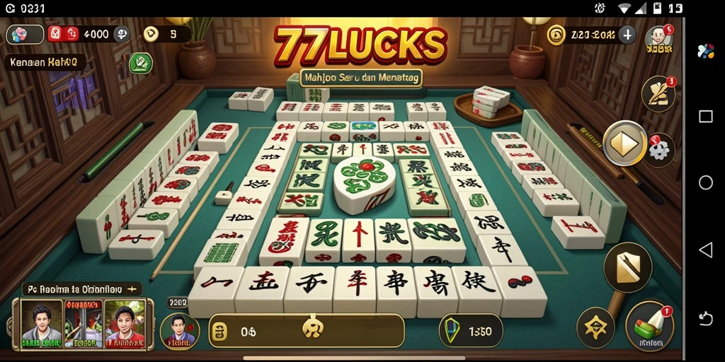Tampilan gameplay Mahjong yang seru di 77LUCKS.