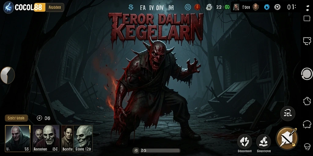 Tampilan gameplay menyeramkan di COCOL88 dengan suasana horor yang mencekam.