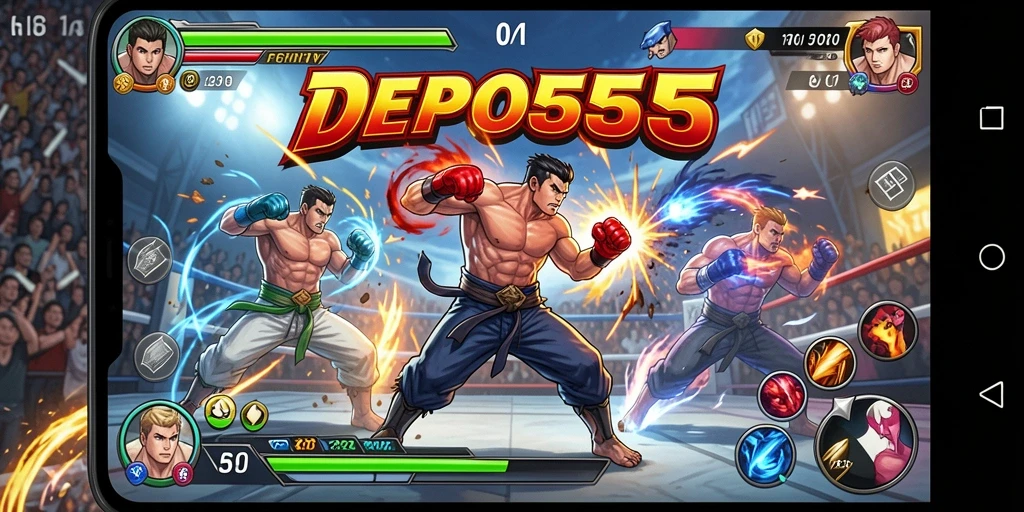 Screenshot gameplay DEPO555 yang menampilkan aksi pertarungan yang seru.