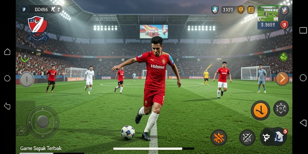 Screenshot gameplay <strong>IDX66</strong> menampilkan aksi menegangkan di lapangan sepak bola.
