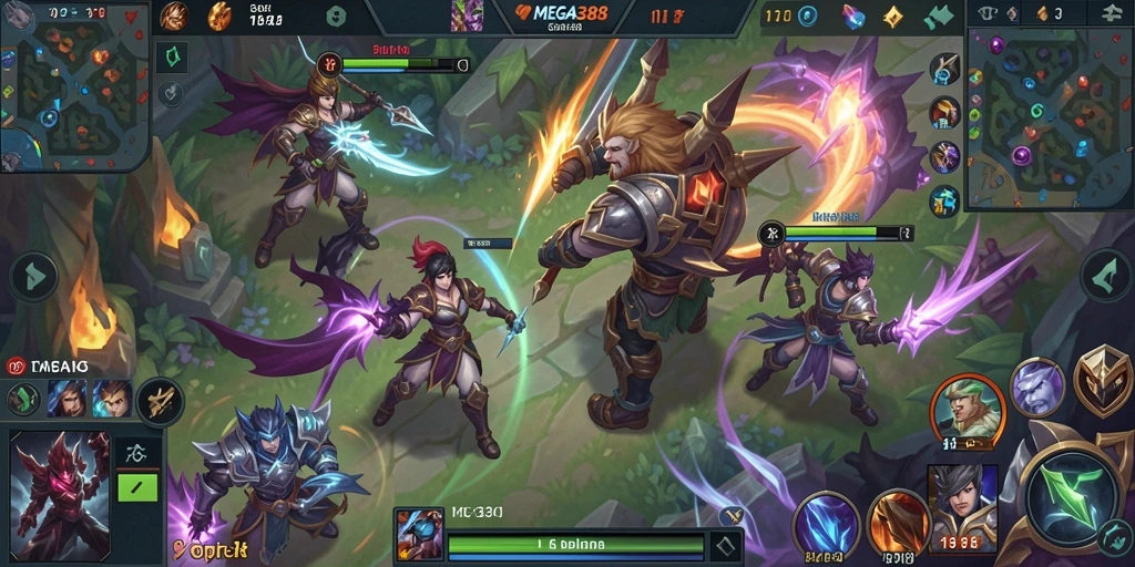 Tampilan gameplay seru di dalam MOBA MEGA388 dengan aksi yang menegangkan.